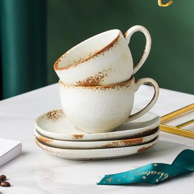 China Stocked Promotion Classic Porcelain Espresso Ceramic Cup And Saucer 6 Set Coffee Cup Set for sale