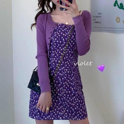 China Anti-Static Purple Mini Skirt South America Fairy First Love Asian Printed Casual Dresses Sling Slim Shape Girls Dresses Summer for sale