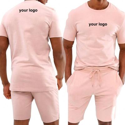 China High Quality Customized Mens QUICK DRY Summer Shorts 100% Cotton Fabric Set Matching White For Men's Two Piece Set for sale