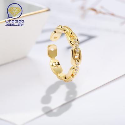 China CLASSIC Women's K Gold Plated Open Jewelry Wholesale Adjustable S925 Sterling Silver Women's Statistical Ring Simple Design Cubic Zirconia Ring for sale