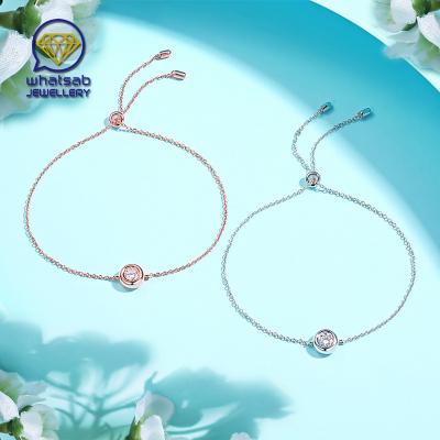 China New Whatsab Cute Jewelry Fashion Customized Charm Bracelet S925 Sterling Silver 0.5ct 5mm Moissanite Bracelet for sale