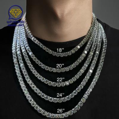 China Hiphop Whatsab Hip Hop Jewelry s925 With Moissanite Gold Plated Rope Chain Moissanite Jewelry S925 Sterling Silver Necklace for sale