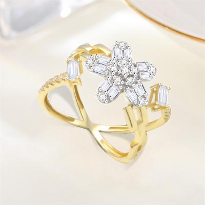 China TRENDY hot sales customized logo fashion jewelry ladies wear pure 18k gold dress zircon ring for sale