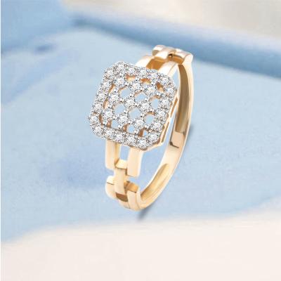 China FASHIONABLE High Quality Square Zircon Customized Ladies Dressing Wear Party 18k Gold Rings for sale