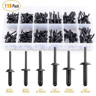 China Automotive Parts 115 - 6 Pcs Nylon Automotive Pop Rivet Universal Assortment Most Sizes & Popular Applications GM Ford Chrysler VW for sale