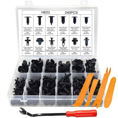 China 240pcs Automotive Plastic Parts Rivets Fastener Car Servant Warranty Clip Kit for sale