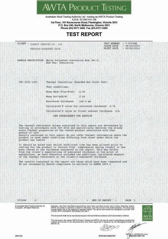 ASNZS.48591 TEST REPORT FOR POLYESTER R3.5 - TUNGKIN INDUSTRY Co.Ltd