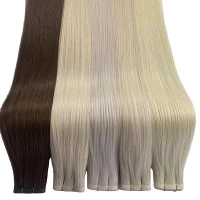 China Silky Straight Wave Light Blonde Color Silk Straight Flat Track Weft Extension High Quality Human Hair Curtains Hair Extension for sale