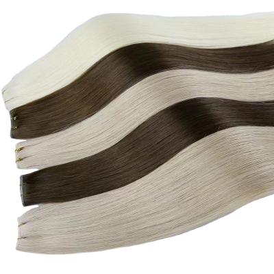 China Silky Straight Wave Top Ranking European Virgin Hair Invisible Genius Weft Hair Extension for sale