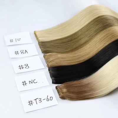 China Silky Straight Wave New Arrival High Quality Russian 12A Double Drawn Genius Weft Virgin Human Hair Extension for sale