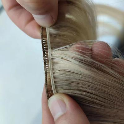 China Silky Straight Wave Russian Quality Thin Hair Weft Extension Genius Hair Weft Double Drawn and Thick Hair for sale