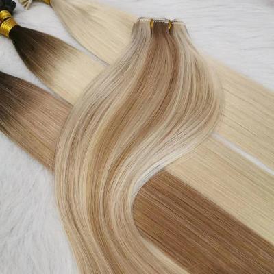 China Silky Straight Wave 100% Natural Remy Hair Weft Extension Russian Hair Straight Hair With Super Double Drawn for sale