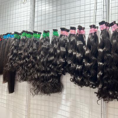 China Silky Straight Wave Unprocessed Virgin Indian Natural Hair With Kinky Curly Human Braiding Hair Bulk for sale