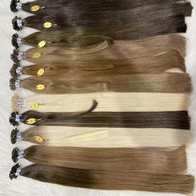 China Silky Straight Wave Italian Keratin Flat Tip Hair Extension, High Quality Russian Hair Hot Fusion Hair for sale