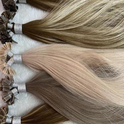 China Silky Straight Wave Russian Raw Virgin Cuticle Keratin Flat Tips Human Hair Extension for sale