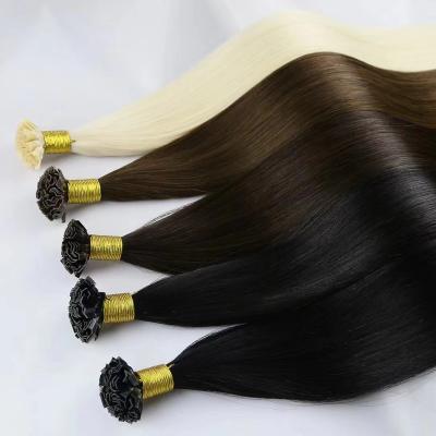 China Silky Straight Wave Top Quality Human Hair Wholesale Slavic Russian Keratin Flat Tip Hair Extension Glue Bond Hair for sale