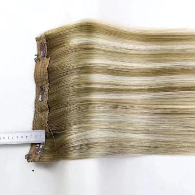 China Silky Straight Wave Factory OEM Customize Invisible Clip In Hair One Piece Halo In Hair Flip In Hair Extension for sale