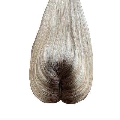 China Straight Russian Popular Human Hair Topper Silk Top With Wefted for sale