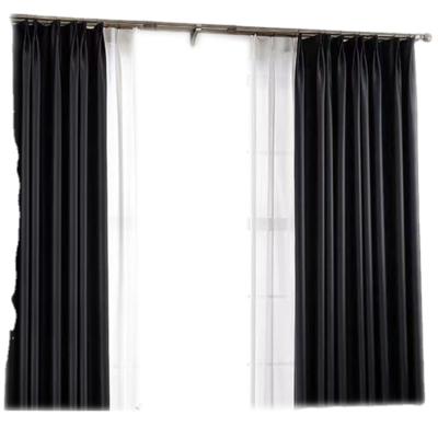 China Blackout Promotion Price 100% Tende Chenille Fabric Black Living Room Curtains for sale