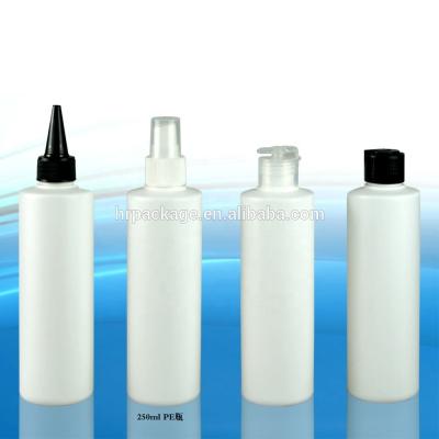 China Household Products 250ml Round HDPE Liquid Bottle With Pump for sale