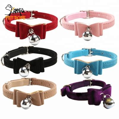 China 1PCS Dog Collar Ring Bell Puppy Cat DETACHED Buckle Dogs Leads Neck Strap PU Leather Pet Animal Accessories For Small Dogs Hot for sale