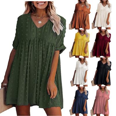 China Dry cleaning 2022 new summer jacquard chiffon casual dresses loose women casual clothing for sale