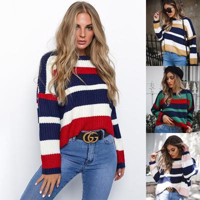 China Anti Shrink Round Neck Patchwork Long Sleeve Sweater Top Winter Clothing 2019 for sale