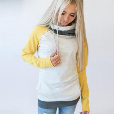 China 2019 Winter Patchwork Women Anti Shrink Striped Hoodies Sweatshirts Double Pocket Hooded Pullovers Long Sleeve Plus Size Tops for sale