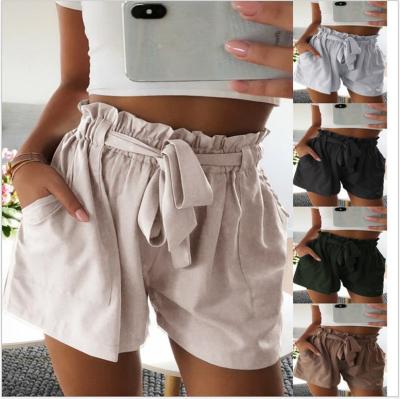 China Anti-Wrinkle Plus Size High Waist Drawstring Women Pants Wide Leg Short Pants Pocket Loose Shorts for sale