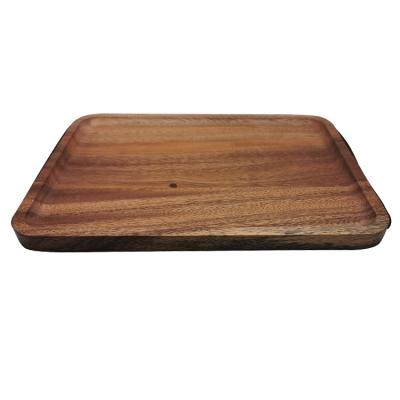 China Hotel Traditional ACACIA Restaurant Household Rectangle Shape Wooden Tea Tray Wooden Tableware Rope Can Be Added for sale