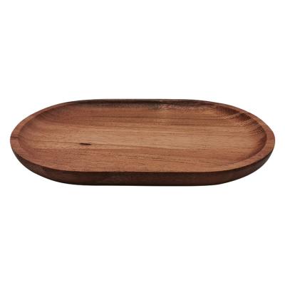 China Restaurant Traditional High Quality Oval Acacia Household Shape Tea Tray Snack Fruit Dry Serving Wooden Dish for sale