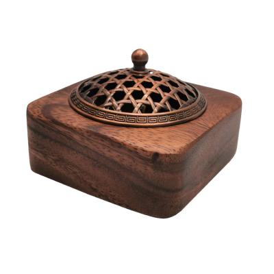 China Newest Design Amazon Hotselling Custom Wood Incense Censer Chinese Premium Wood Walnut Censer for sale