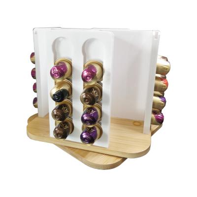 China Viable New Design Stylish And Modern 360 Degree Rotation Chrome Rubber Wooden Coffee Capsule Stand Holder for sale