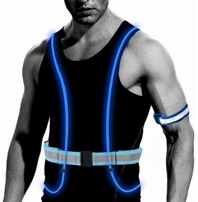 China LED fiber 360 degree reflective vest for running or cycling with multicolor LED fiber vest for sale