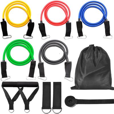 China Latex Workout Fitness Expander with Handles Door Anchor Ankle Strap Workout Yoga Tube Pull Rope Resistance Bands Set 11Pcs for sale