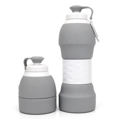 China 600ml Round 600ml Durable Plastic Sport Silicone Beverage Squeeze Folding Top Quality Water Bottle for sale