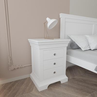 China Modern Nordic White Side Table Bedroom Furniture Solid Wood Bedside Table for sale