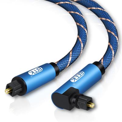 China 90 Degree Optical Cable Right Angle 5.1 Digital Sound SPDIF Fiber Optical Audio Toslink Cable short with braided jacket for sale