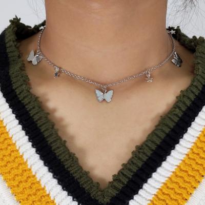 China High Quality Women Fashion Small Butterfly Animal Stars Design Necklace Gold Silver Color Clavicle Chain Necklace for sale