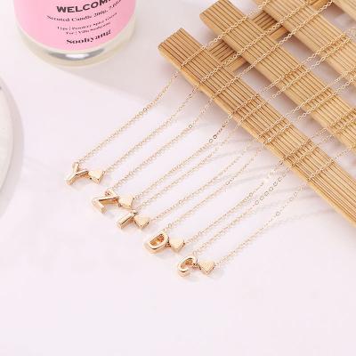 China 2020 Newest Delicate Heart High Quality Tiny Initial Necklace Letter Name Choker Chain Pendant Necklace for sale