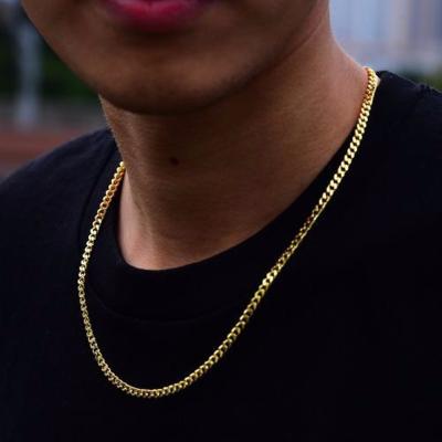 China High Quality Gold Tone Snake Chain Miami Cuban Link With Box And Wheat Round Necklace 3-6MM Men Stainless Steel Choker Chain Necklace for sale