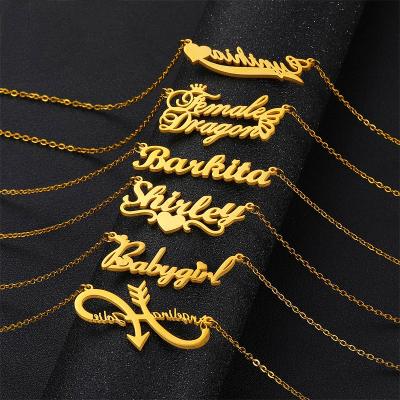 China High Quality Custom Made English Letter Personalized Name Necklace Stainless Steel ID Plate Necklace for sale