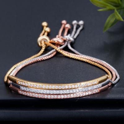 China FASHIONABLE Zircons Adjustable Bangle Bracelet Shape Custom Plating Gold Charm Bangle Bracelet Jewelry for sale