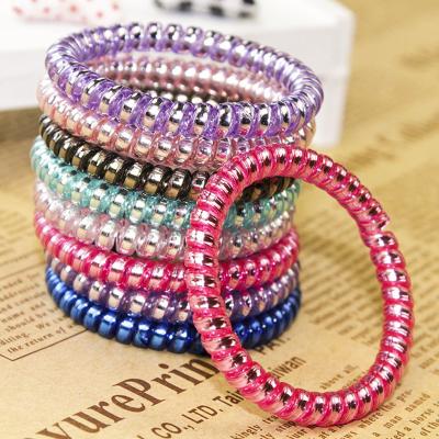 China New Fashion Hair Rubber Band Fashionable Rope Tie Reel Telephone Wiring Hair Band 1PC Popular Plastic Rubber Elastic Hair Bands for sale