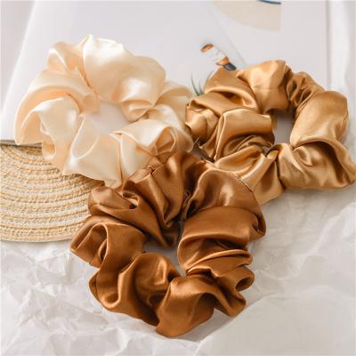 China Fashionable Satin Solid Color Scrunchies Elastic Silk Hair Bands New Women Girls Hair Accessories Ponytail Holder Silk Hair Scrunchies for sale