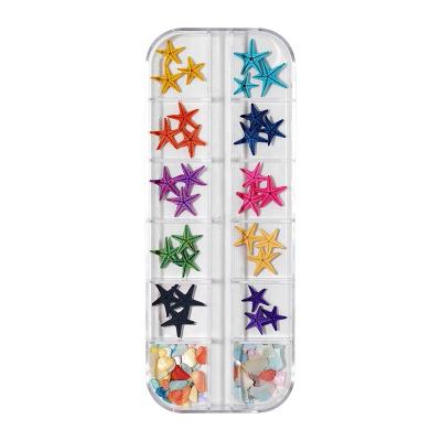 China Easy Apply Summer Ocean Starfish Nail Jewelry New Rhinestone Nail Accessories Mixed Sizes Boxed for sale