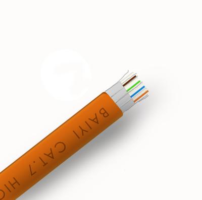 China 32awg Thin Solid Copper Cat7 Network Flat Cable Patch Cord Cable CAT7 for sale