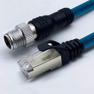 China FIXED Plug power mount 8pin M12 waterproof cable connector to RJ45 cat6a for sale