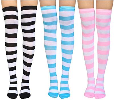 China Women Girls QUICK DRY Long Thigh Over The Knee High Fashion Cotton Socks Novelty Breathable Woman Girl Cheap Custom Made Business for sale