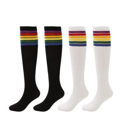 China Wholesale Antibacterial White Rainbow Antibacterial Teenage Girls Boys Girls School Socks for sale